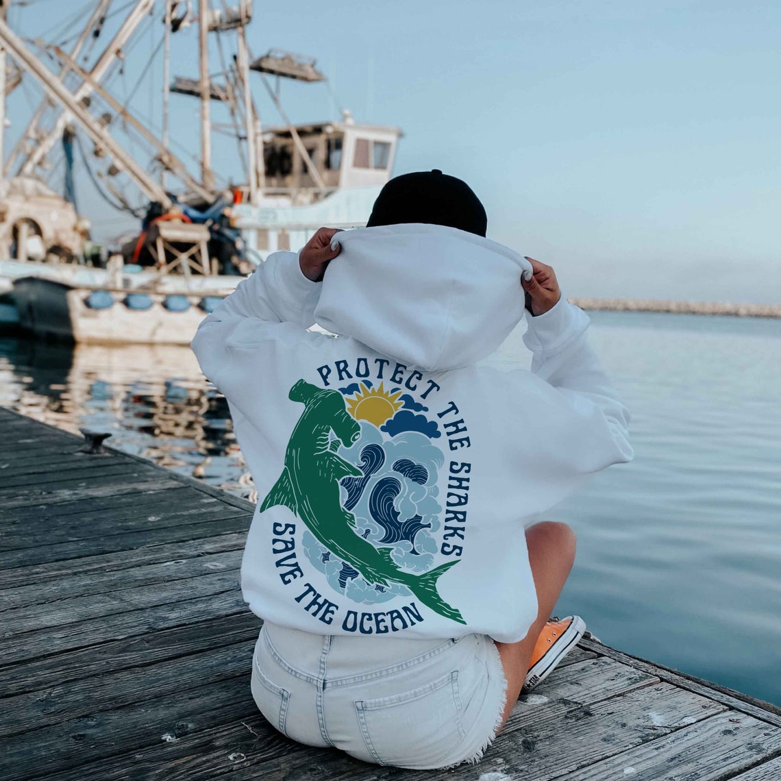 Protect The Sharks shirt, Shark Hoodie, Shark Sweatshirt, Vsco Hoodie, Surfing Hoodie, Respect The Locals Hoodie, Shark Lover Gift