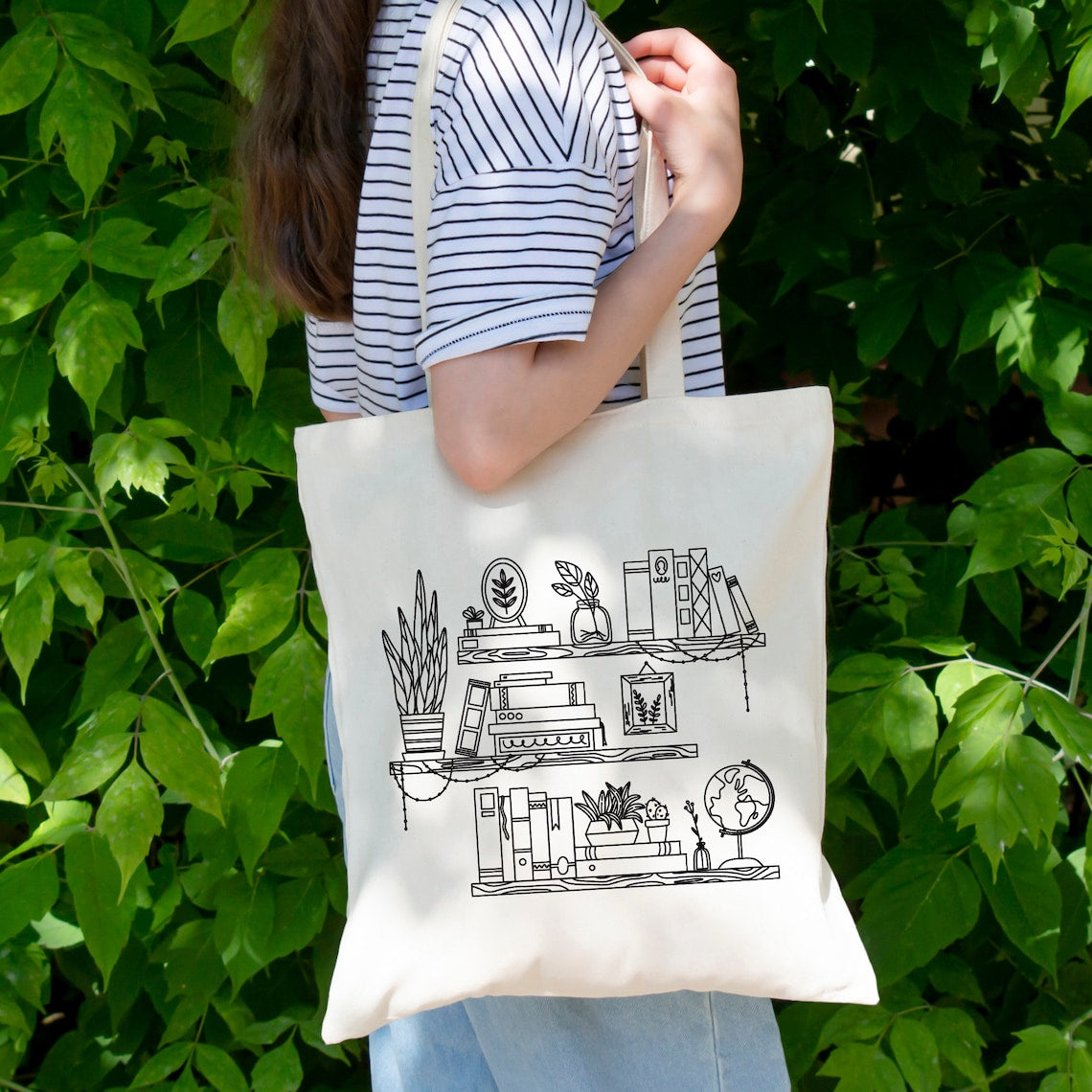 Book Tote Bag, Book Shelf Tote Bag, Bookish Tote Bag, Book Lovers Gift, Book Club Gifts, Reading Books Tote Bag, Book Worm Gift, Teacher Bag