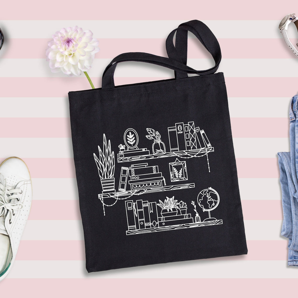 Book Tote Bag, Book Shelf Tote Bag, Bookish Tote Bag, Book Lovers Gift, Book Club Gifts, Reading Books Tote Bag, Book Worm Gift, Teacher Bag