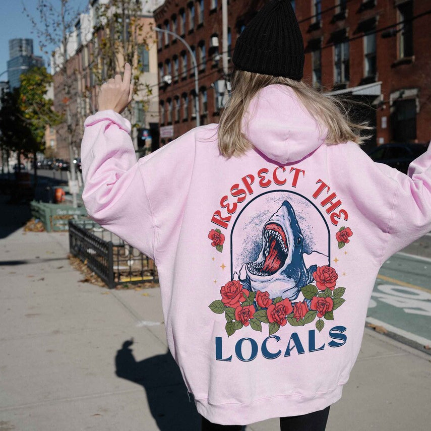 Respect the Locals Hoodie, Shirt Surfing, Shirt Save the Shark, Save the Shark Sweatshirt, Shark Tshirt, Aesthetic Hoodie, Vsco Hoodie
