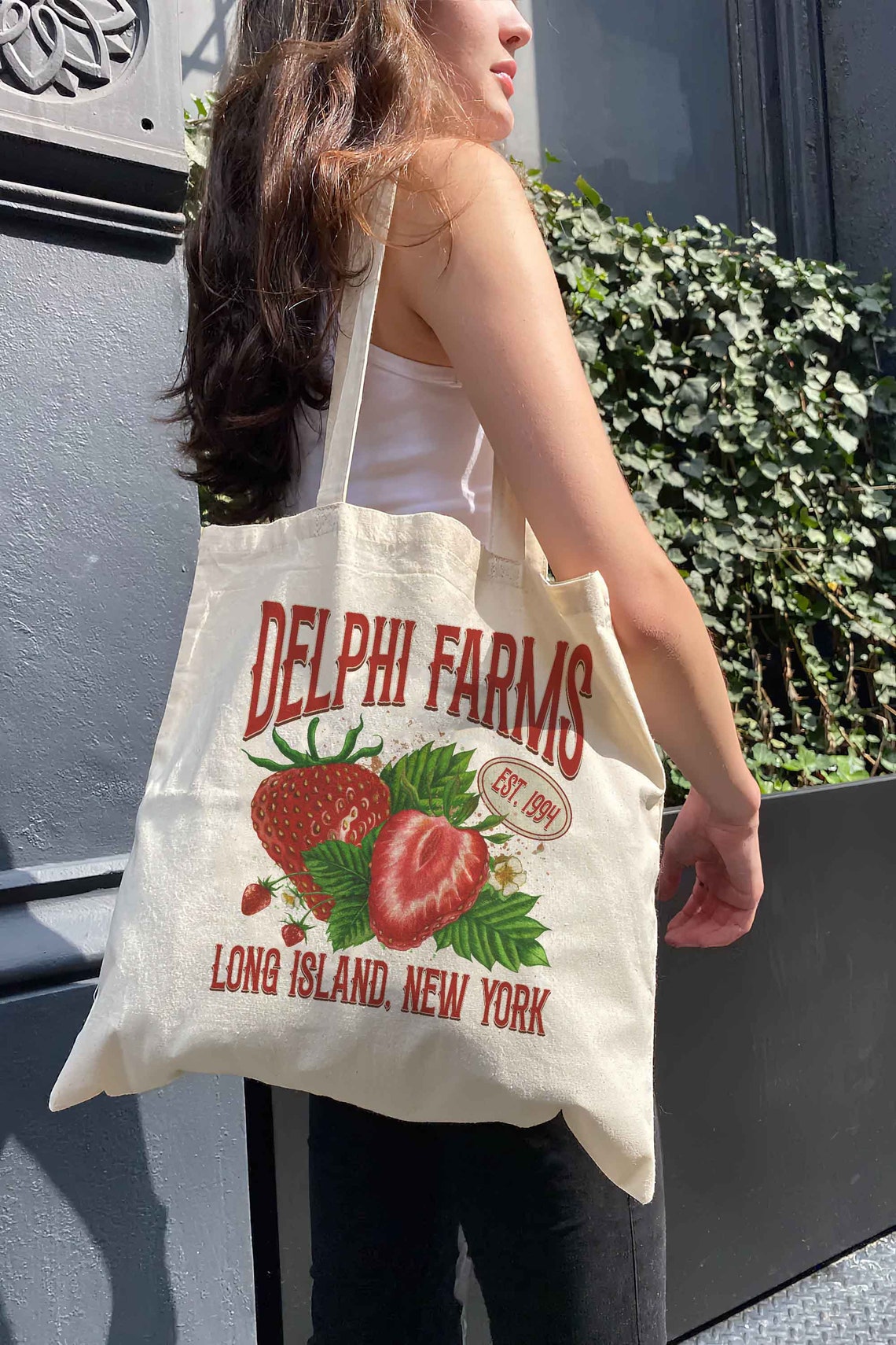 Delphi PJO Tote Bag, Delphi Strawberry Farms Tote Bag, Delphi Strawberry Service, Cottage Core Tote Bag, Blood Chronicles, the Olympians Bag
