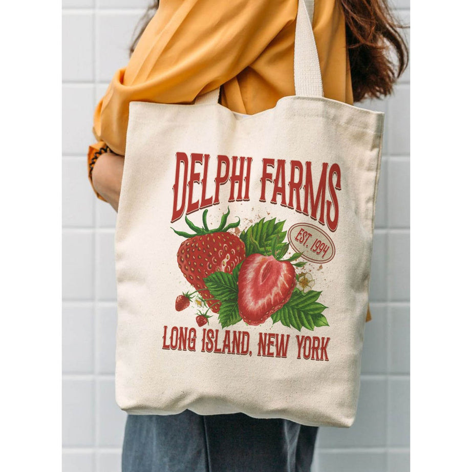 Delphi PJO Tote Bag, Delphi Strawberry Farms Tote Bag, Delphi Strawberry Service, Cottage Core Tote Bag, Blood Chronicles, the Olympians Bag