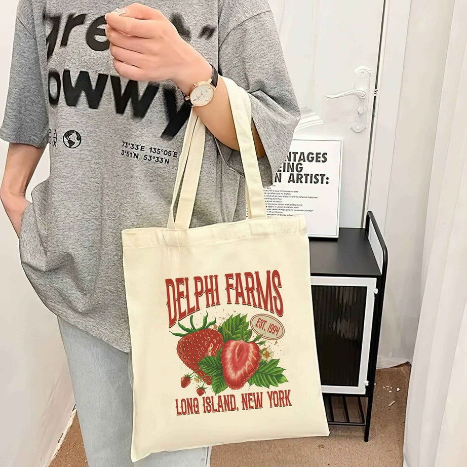 Delphi PJO Tote Bag, Delphi Strawberry Farms Tote Bag, Delphi Strawberry Service, Cottage Core Tote Bag, Blood Chronicles, the Olympians Bag