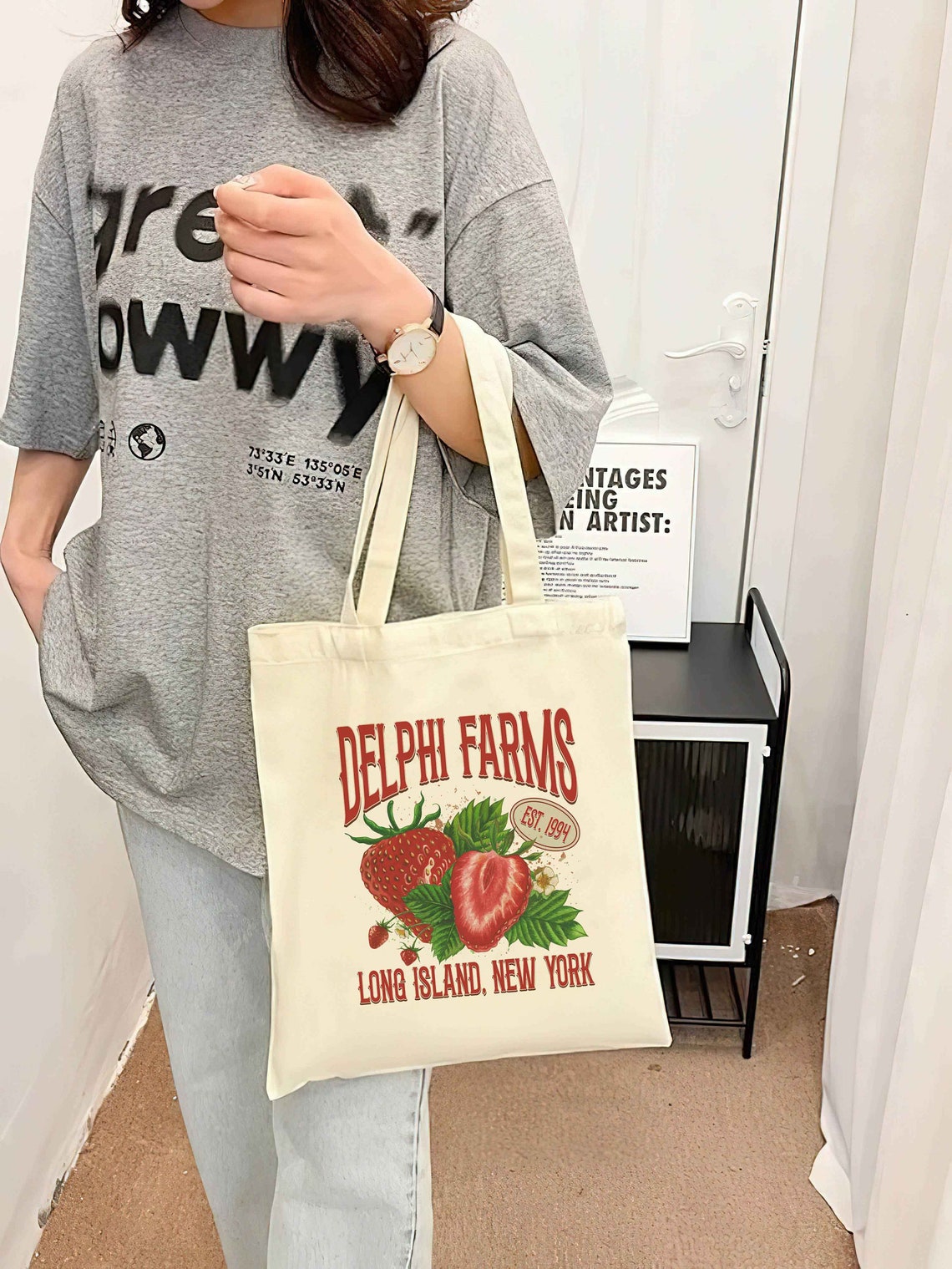 Delphi PJO Tote Bag, Delphi Strawberry Farms Tote Bag, Delphi Strawberry Service, Cottage Core Tote Bag, Blood Chronicles, the Olympians Bag