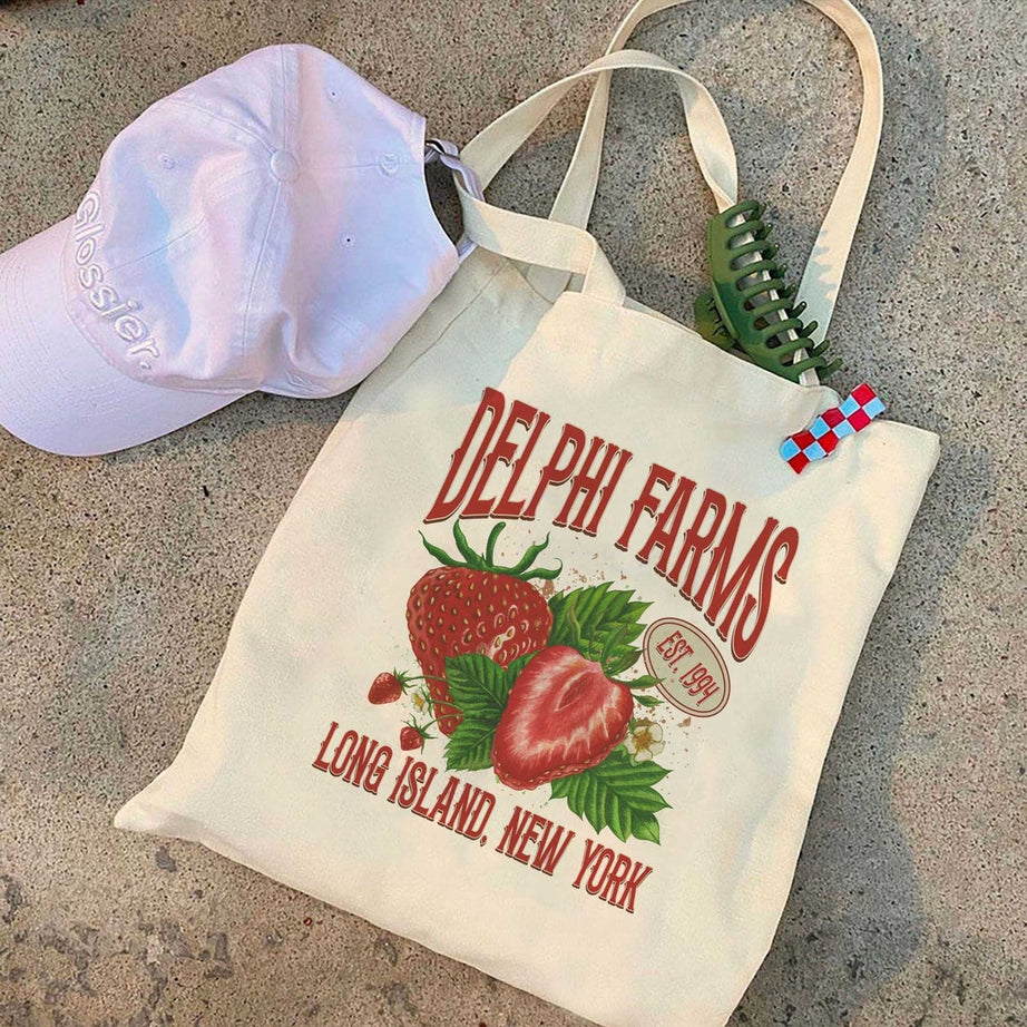 Delphi PJO Tote Bag, Delphi Strawberry Farms Tote Bag, Delphi Strawberry Service, Cottage Core Tote Bag, Blood Chronicles, the Olympians Bag