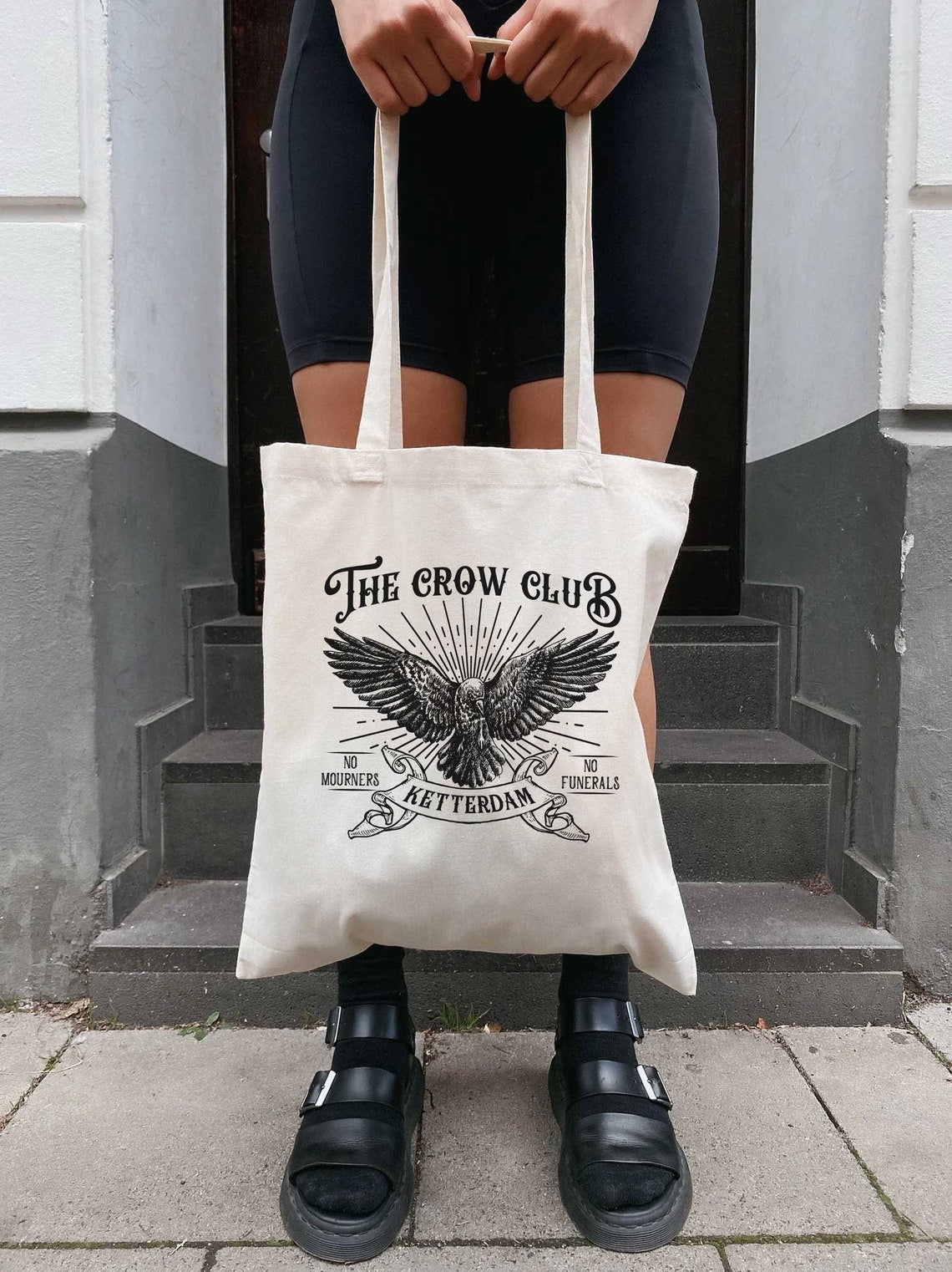 Six of Crows Tote Bag, Ketterdam Crow Club, Kaz Brekker, Inej Tote Bag, No Mourners No Funerals, Nina Jesper Matthias, Six of Crows