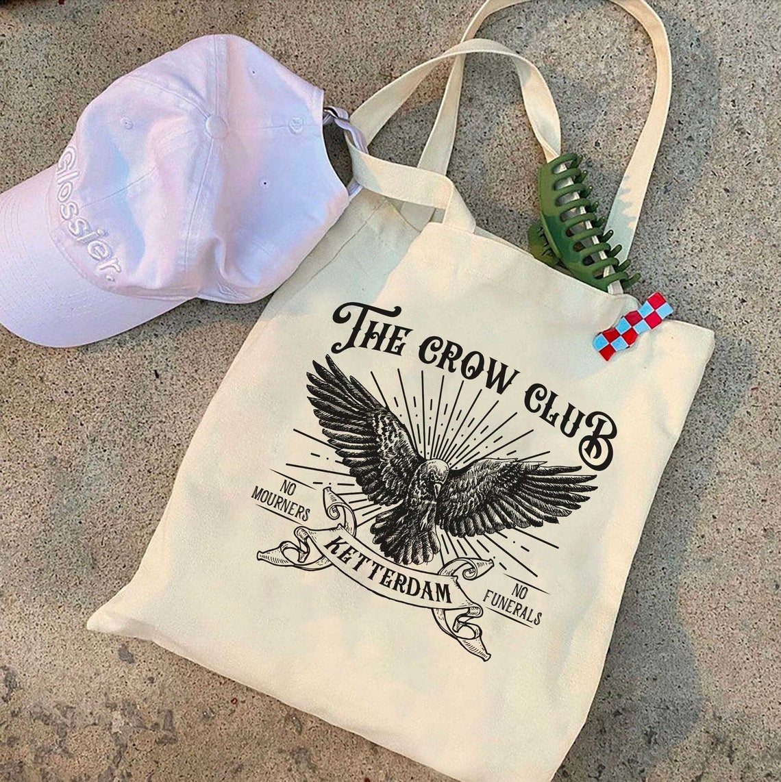 Six of Crows Tote Bag, Ketterdam Crow Club, Kaz Brekker, Inej Tote Bag, No Mourners No Funerals, Nina Jesper Matthias, Six of Crows