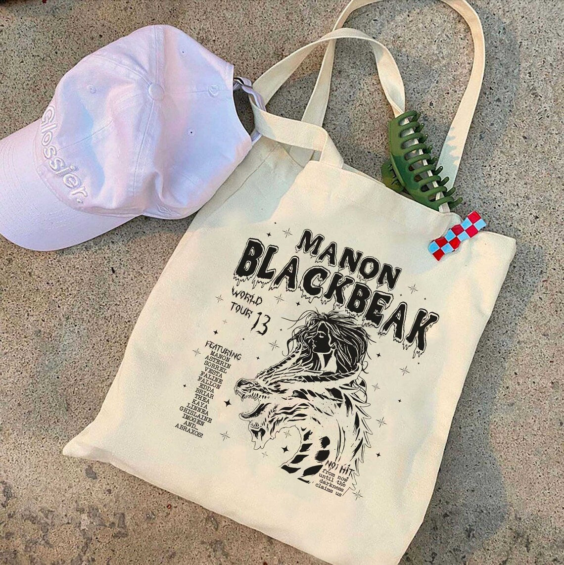 Manon Blackbeak, Throne of Glass Tote Bag, Sarah J Maas Merch, Throne of Glass Merch, Acotar Tote Bag, Bookish, Crescent City, Licensed Sjm