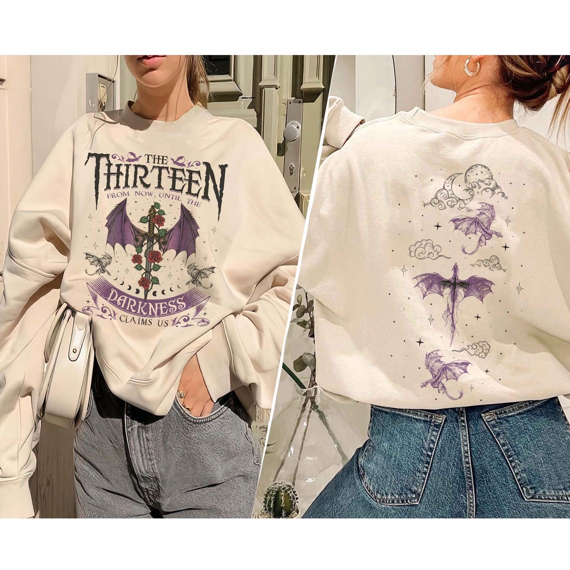 We Are the Thirteen Hoodie, From Now Until the Darkness Claims Us Shirt, Fury Acotar Night Court, Sarah J Maas Sjm Throne of Glass Tog Manon