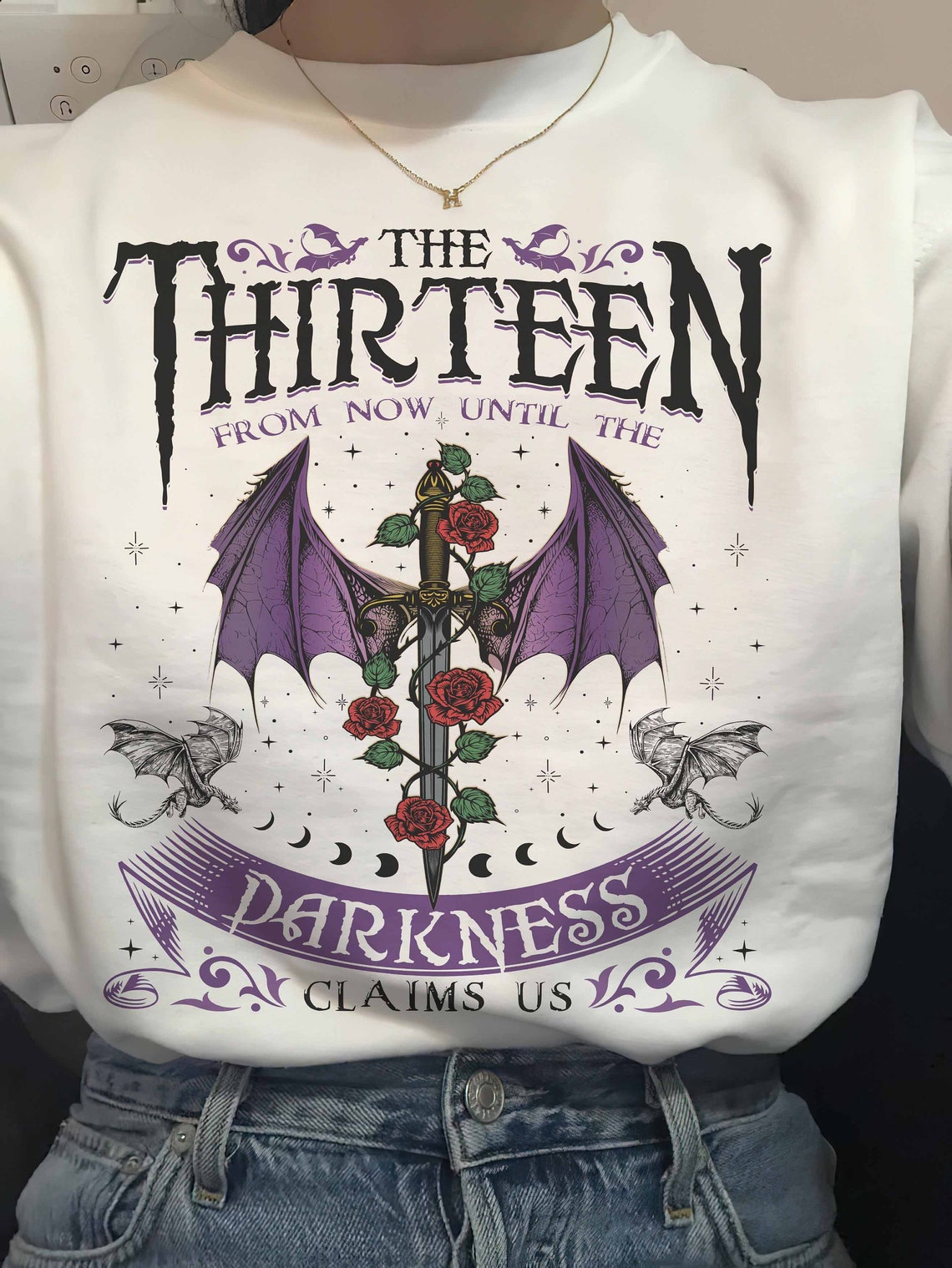 We Are the Thirteen Hoodie, From Now Until the Darkness Claims Us Shirt, Fury Acotar Night Court, Sarah J Maas Sjm Throne of Glass Tog Manon