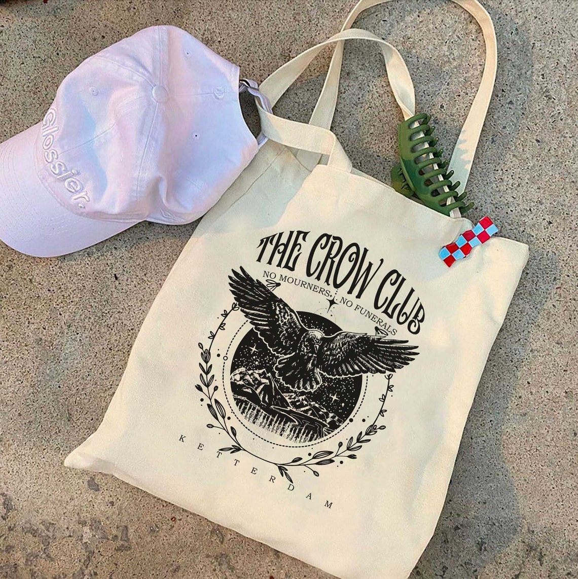 Six of Crows Tote Bag, No Mourners Merch, Ketterdam Crow Club, Kaz Brekker, Inej Tote Bag, Nina Jesper Matthias, No Funerals Quote