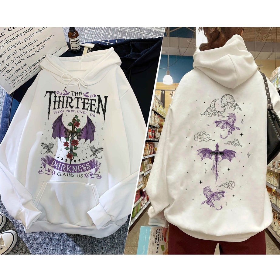 We Are the Thirteen Hoodie, From Now Until the Darkness Claims Us Shirt, Fury Acotar Night Court, Sarah J Maas Sjm Throne of Glass Tog Manon
