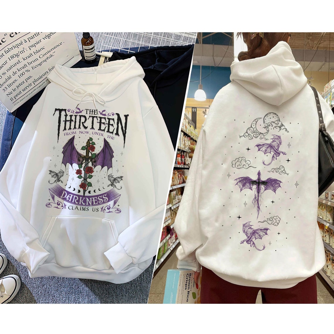 We Are the Thirteen Hoodie, From Now Until the Darkness Claims Us Shirt, Fury Acotar Night Court, Sarah J Maas Sjm Throne of Glass Tog Manon