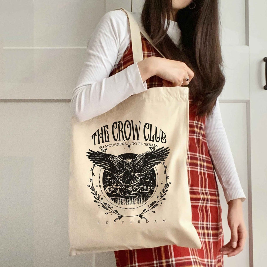 Six of Crows Tote Bag, No Mourners Merch, Ketterdam Crow Club, Kaz Brekker, Inej Tote Bag, Nina Jesper Matthias, No Funerals Quote