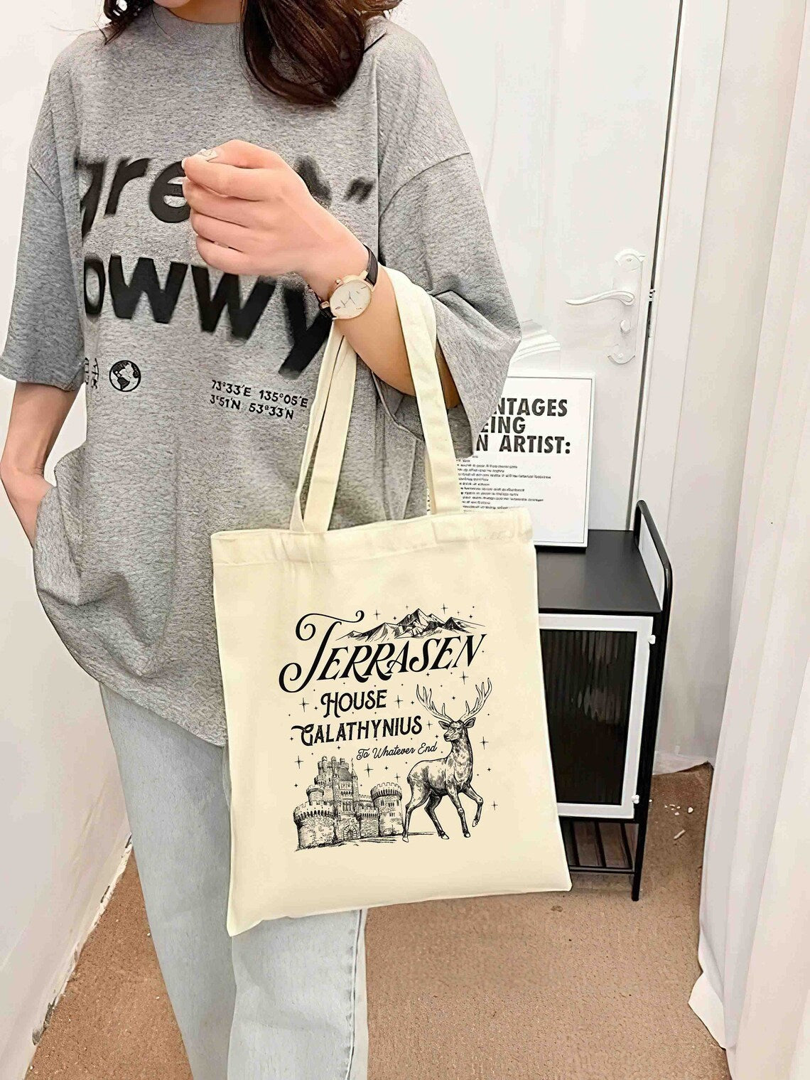 Terrasen Tote Bag,aelin Galathynius Bag, Rowan Whitethorn, Dorian Thirteen Manon Blackbeak Licensed SJM Merch ACOTAR TOG, Throne of Glass