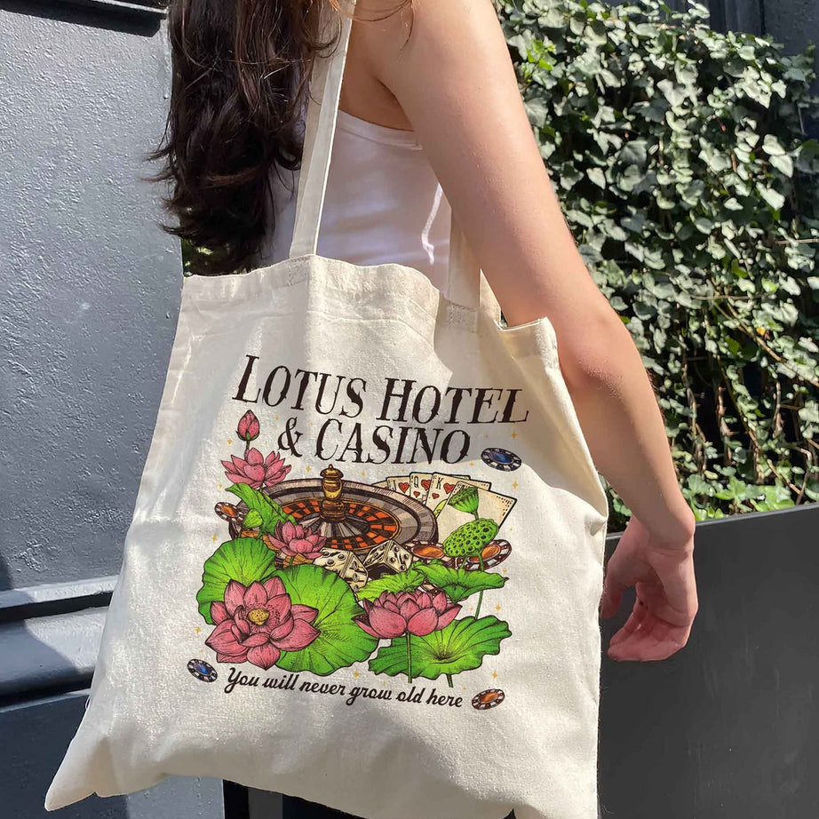 Lotus Hotel & Casino Tote Bag, Percy Jackson and the Olympians Tote Bag, Book Merch Gift for Her, Percy Jackson Tote Bag