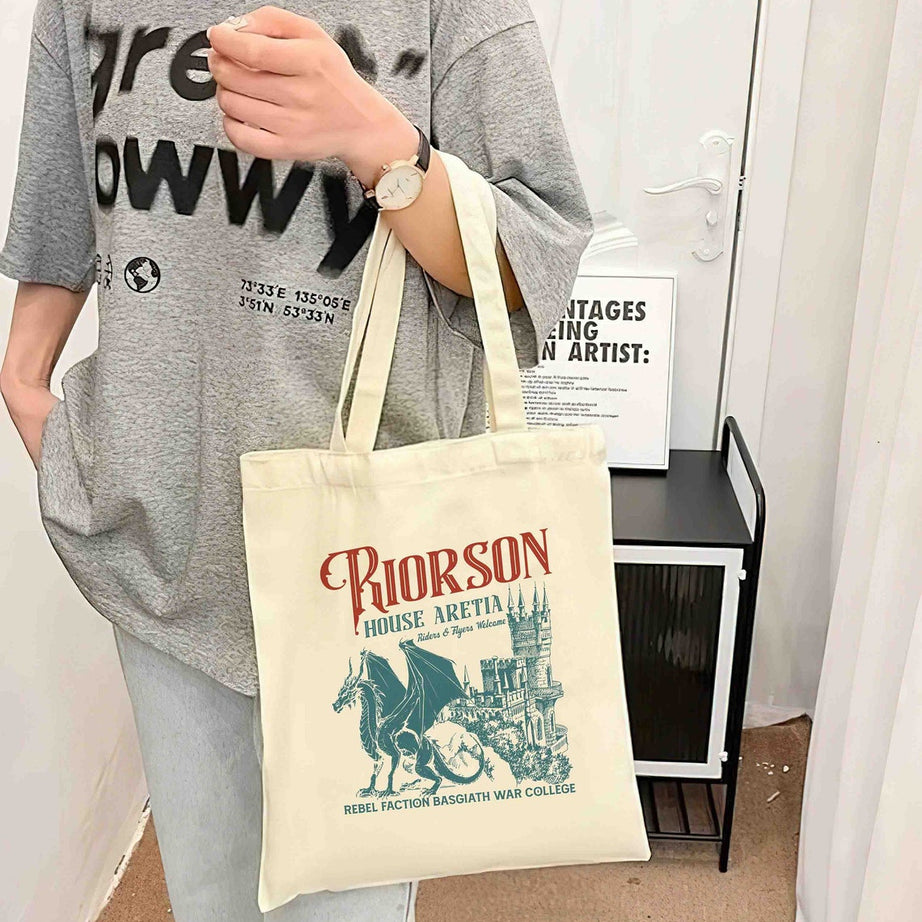 Iron Flame Tote Bag, Riorson House, Xaden Riorson House Tote Bag, Violet Sorrengail Silver One, Dragon Rider Tote Bag, Basgiath War College