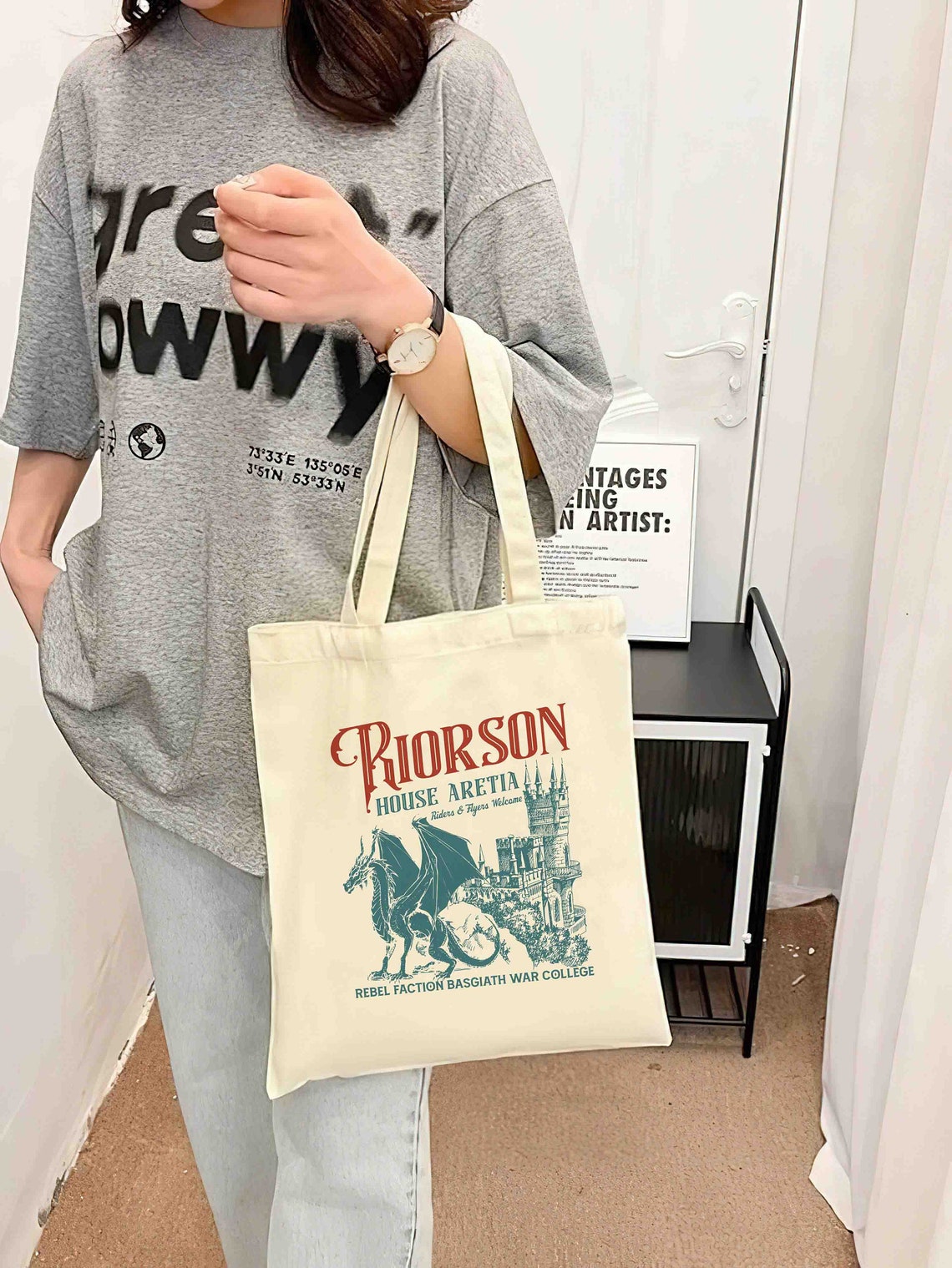 Iron Flame Tote Bag, Riorson House, Xaden Riorson House Tote Bag, Violet Sorrengail Silver One, Dragon Rider Tote Bag, Basgiath War College