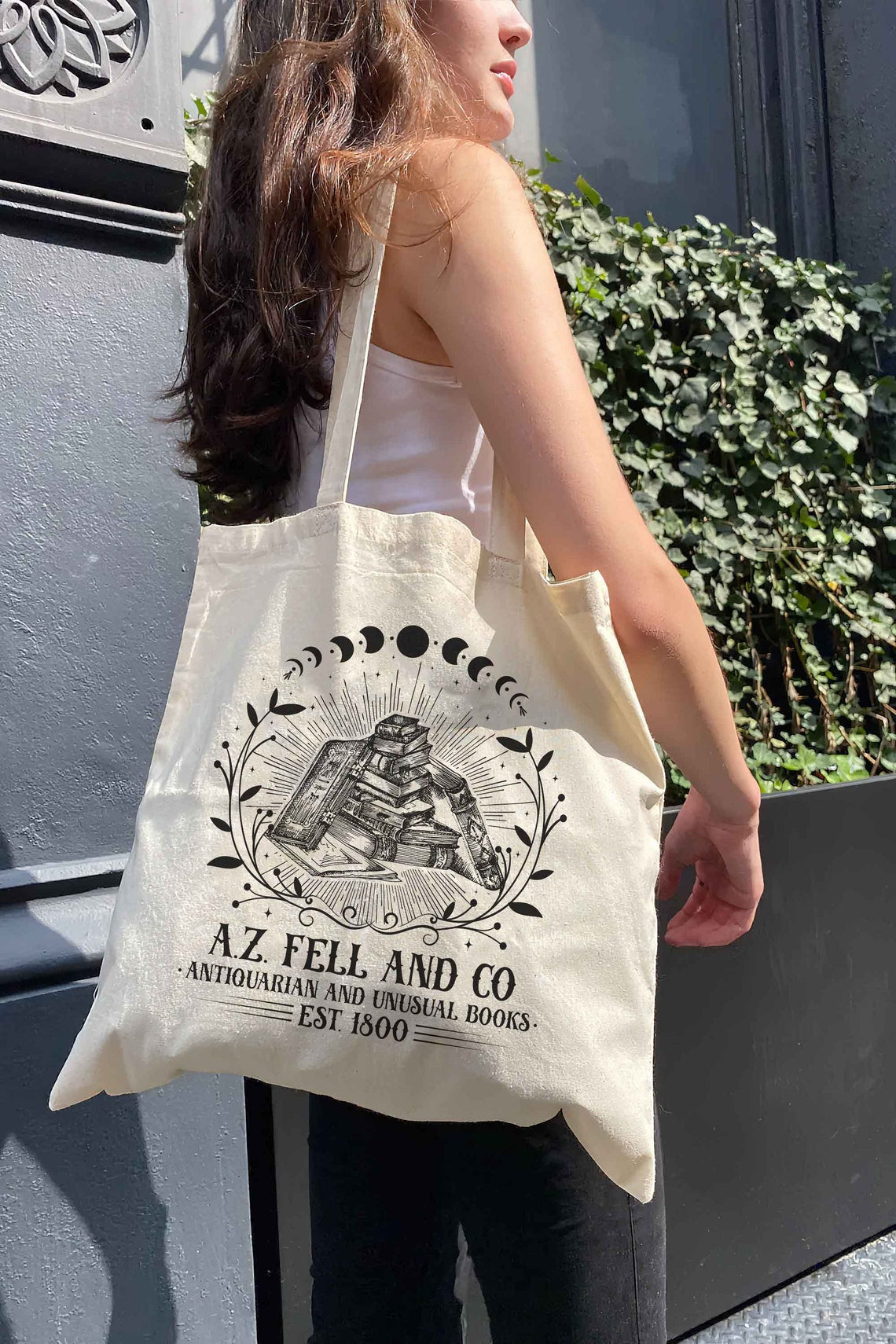 A.Z FELL & Co Antiquities and Unusual Books Tote Bag, Good Omens Tote Bag, AZFELL Tote Bag, AZFELL Tote Bag