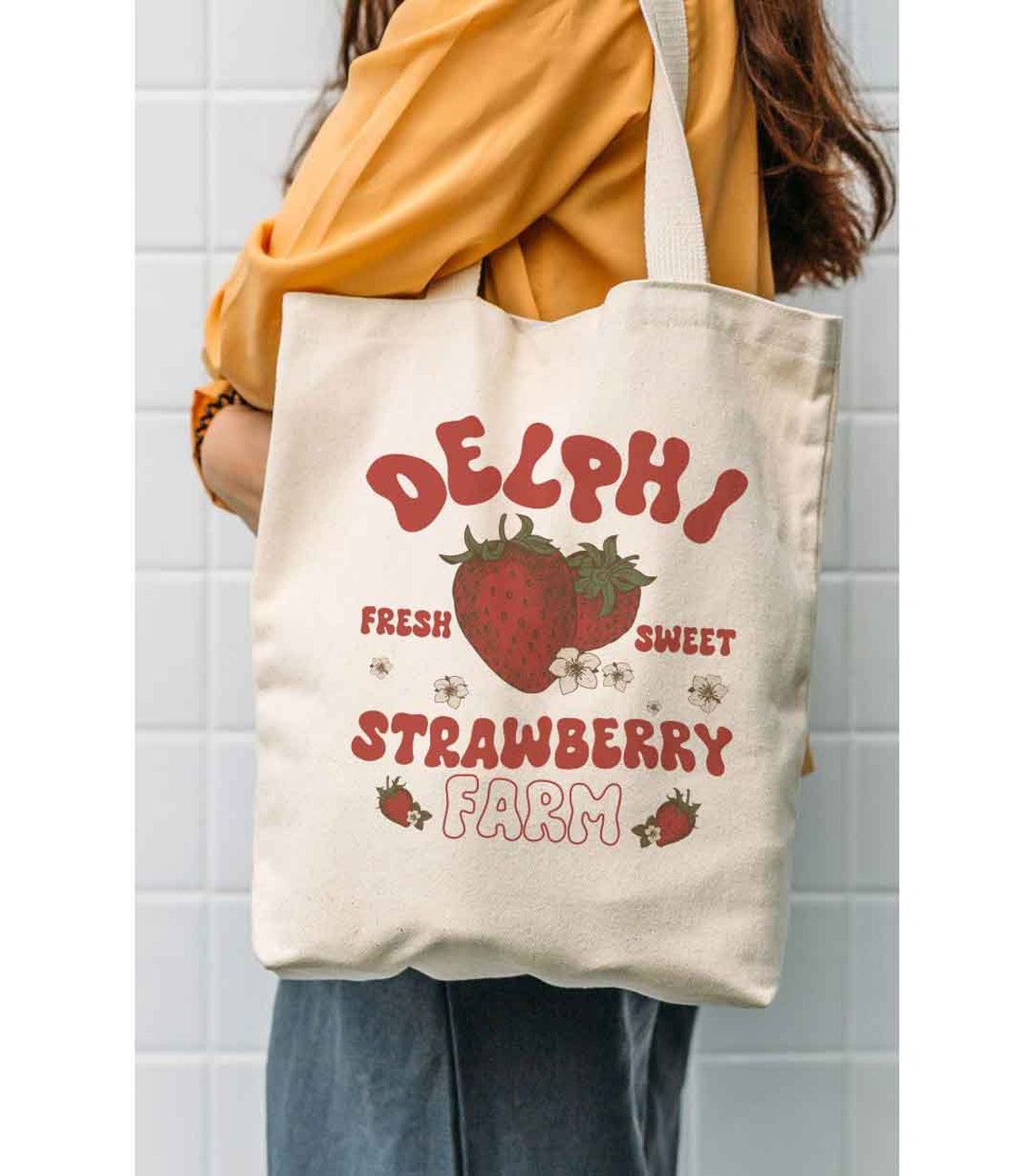 Delphi Strawberry Farms Tote Bag, Percy Jackson the Olympians Tote Bag, Bookish Tote Bag, Book Lover Tote Bag Bookworm