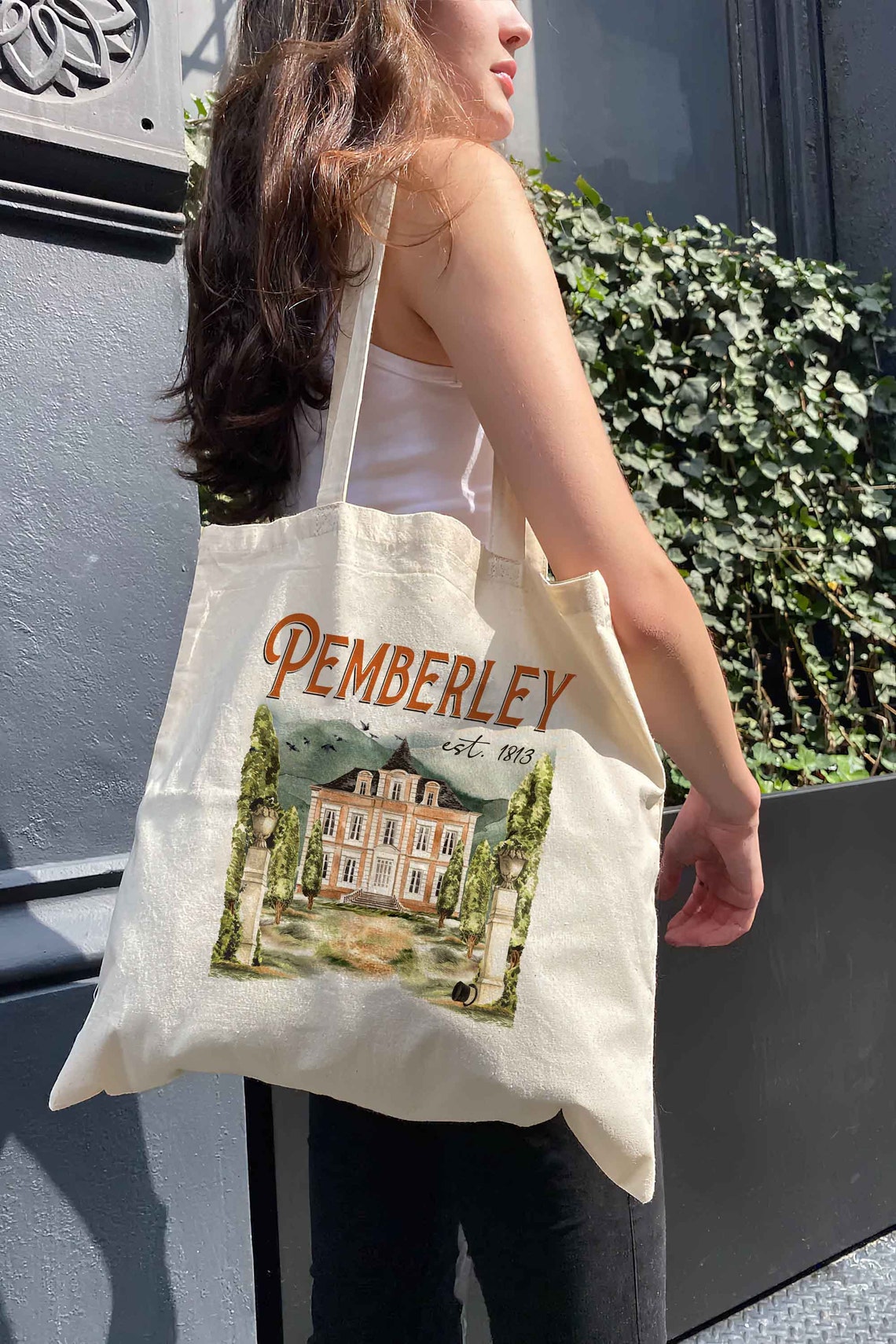 Pemberley Tote Bag, Pride and Prejudice Bag, Jane Austen Tote Bag, Bookworm Tote Bag, Book Lover Gifts, Literary Tote Bag