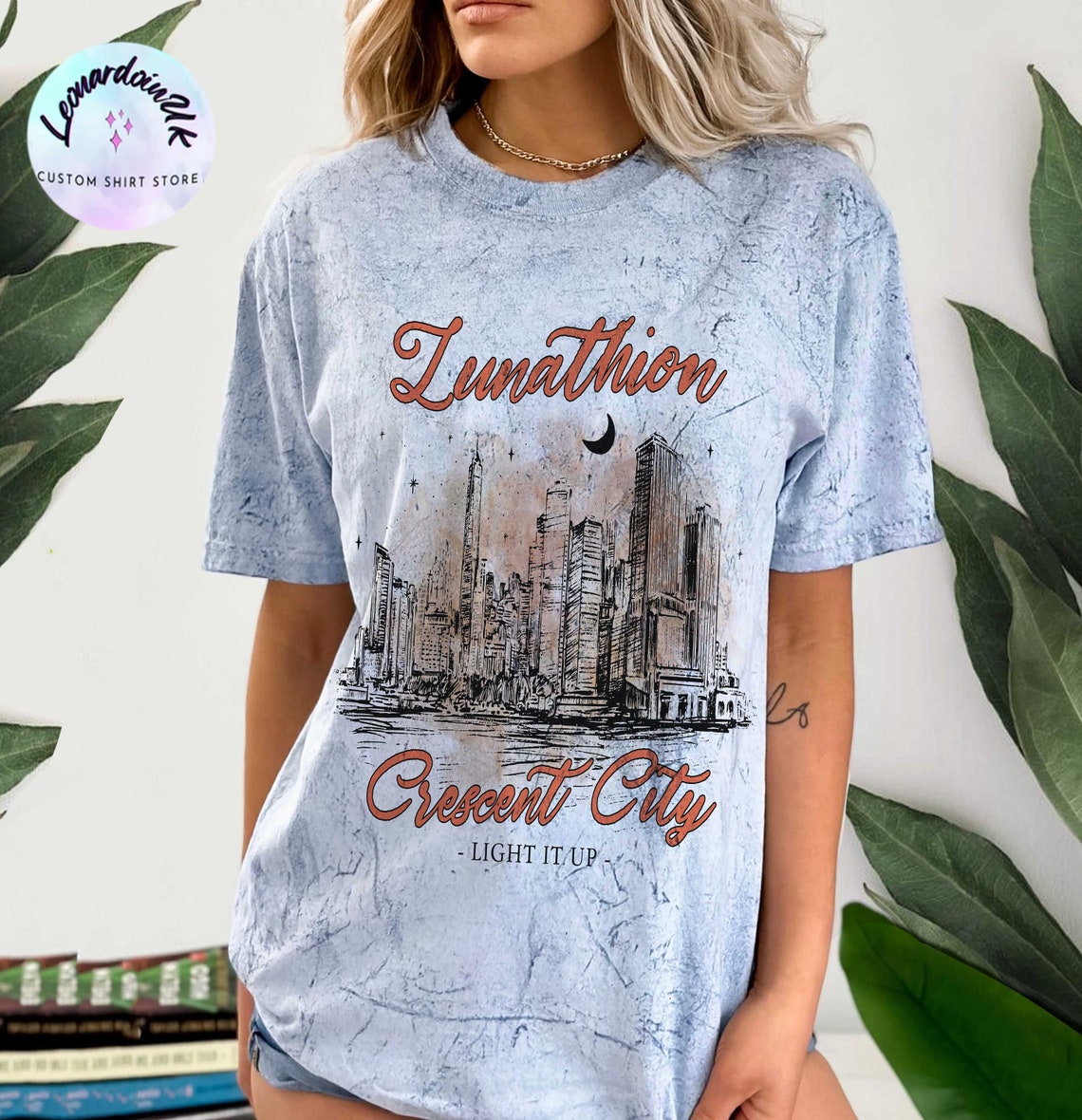 Lunathion Crescent City Comfort COLOR BLAST Shirt, Bryce Tattoo, Bryce Quinlan Merch, House of Earth and Blood, Crescent City Sjm Merch