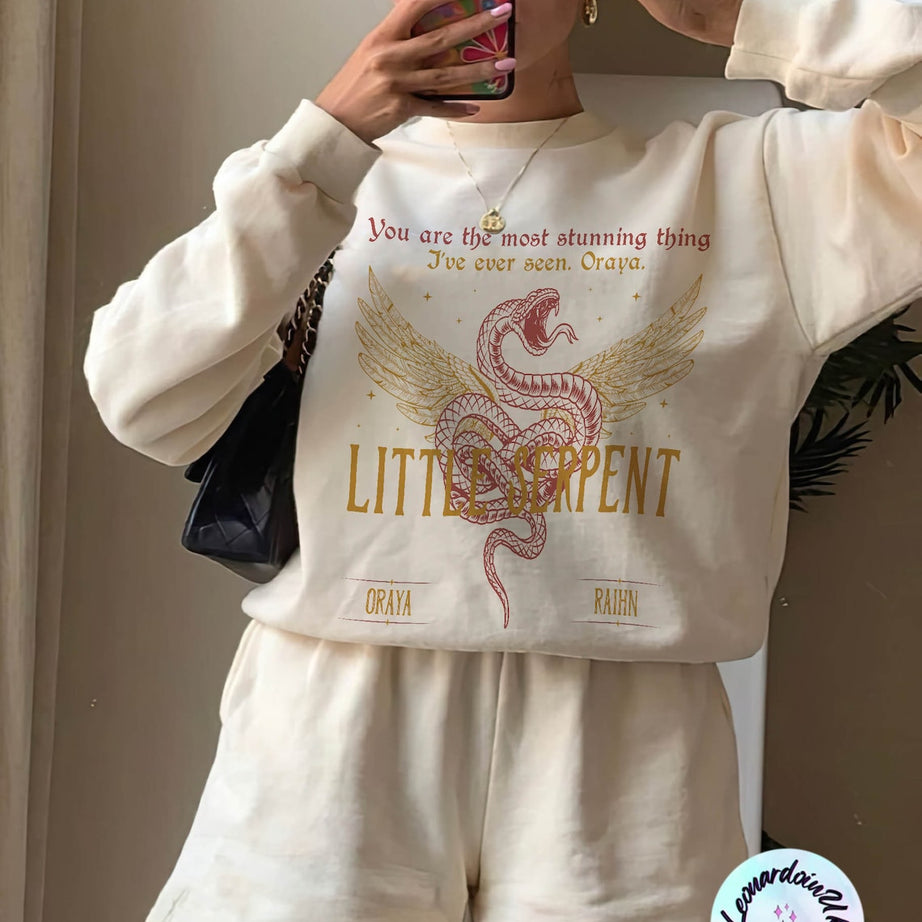 Oraya Little Serpent Sweatshirt, the Serpent and the Wings of Night Reading Sweater, Official Carissa Broadbent Merch