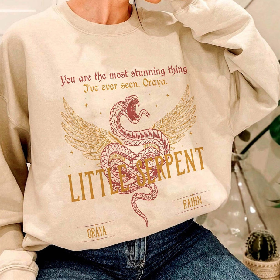 Oraya Little Serpent Sweatshirt, the Serpent and the Wings of Night Reading Sweater, Official Carissa Broadbent Merch