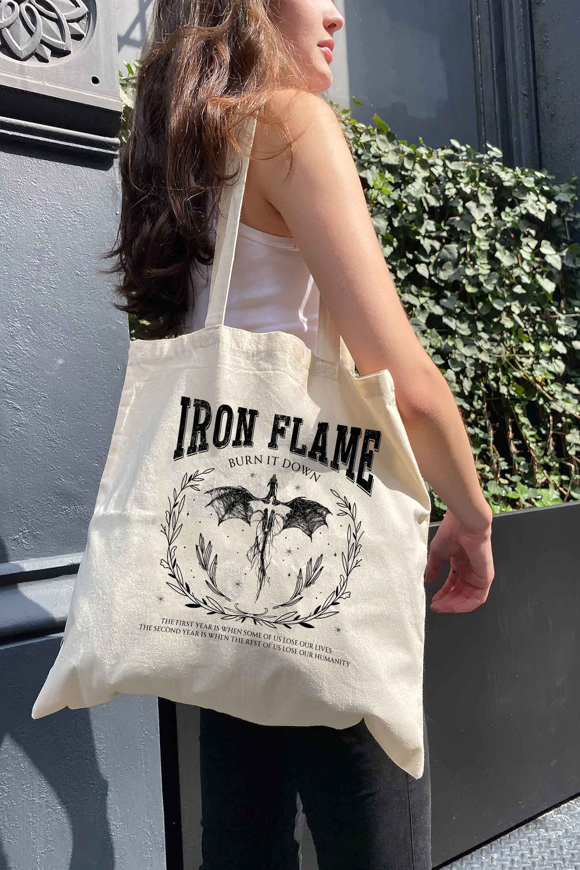 Iron Flame Tote Bag, Fourth Wing Tote Bag, Rebecca Yarros Bag, Dragon Rider Bag, Violt Sorrengail, Bookish Tote Bag, Basgiath War College