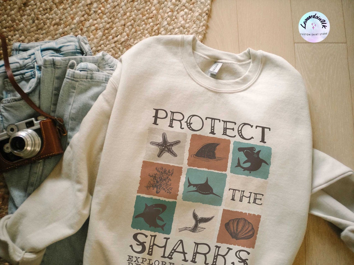 Protect the Sharks Sweatshirt, Shark Shirt, Save the Ocean , Respect the Locals , Ocean, Marine Biologist, Shark Lover Gift