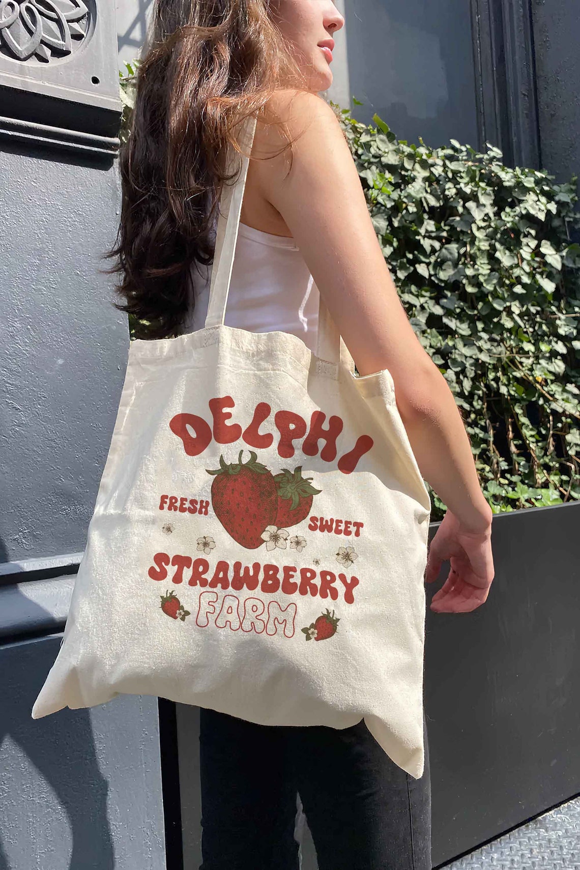 Delphi Strawberry Farms Tote Bag, Percy Jackson the Olympians Tote Bag, Bookish Tote Bag, Book Lover Tote Bag Bookworm