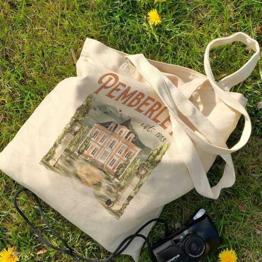 Pemberley Tote Bag, Pride and Prejudice Bag, Jane Austen Tote Bag, Bookworm Tote Bag, Book Lover Gifts, Literary Tote Bag
