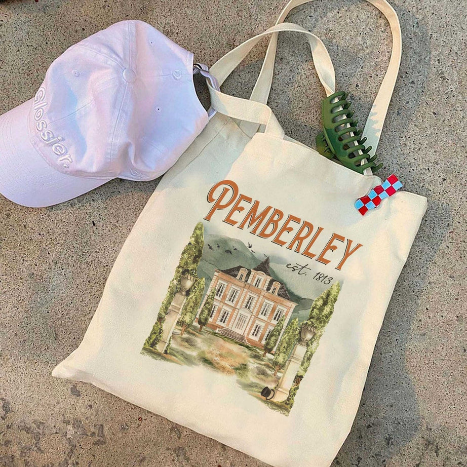 Pemberley Tote Bag, Pride and Prejudice Bag, Jane Austen Tote Bag, Bookworm Tote Bag, Book Lover Gifts, Literary Tote Bag