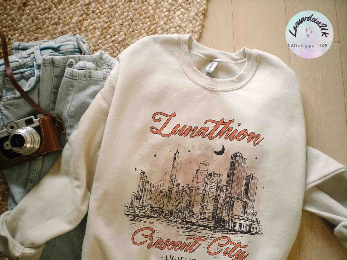 Lunathion Crescent City Sweatshirt, Bryce Tattoo, Bryce Quinlan Merch, Crescent City Sjm Merch, House of Earth and Blood