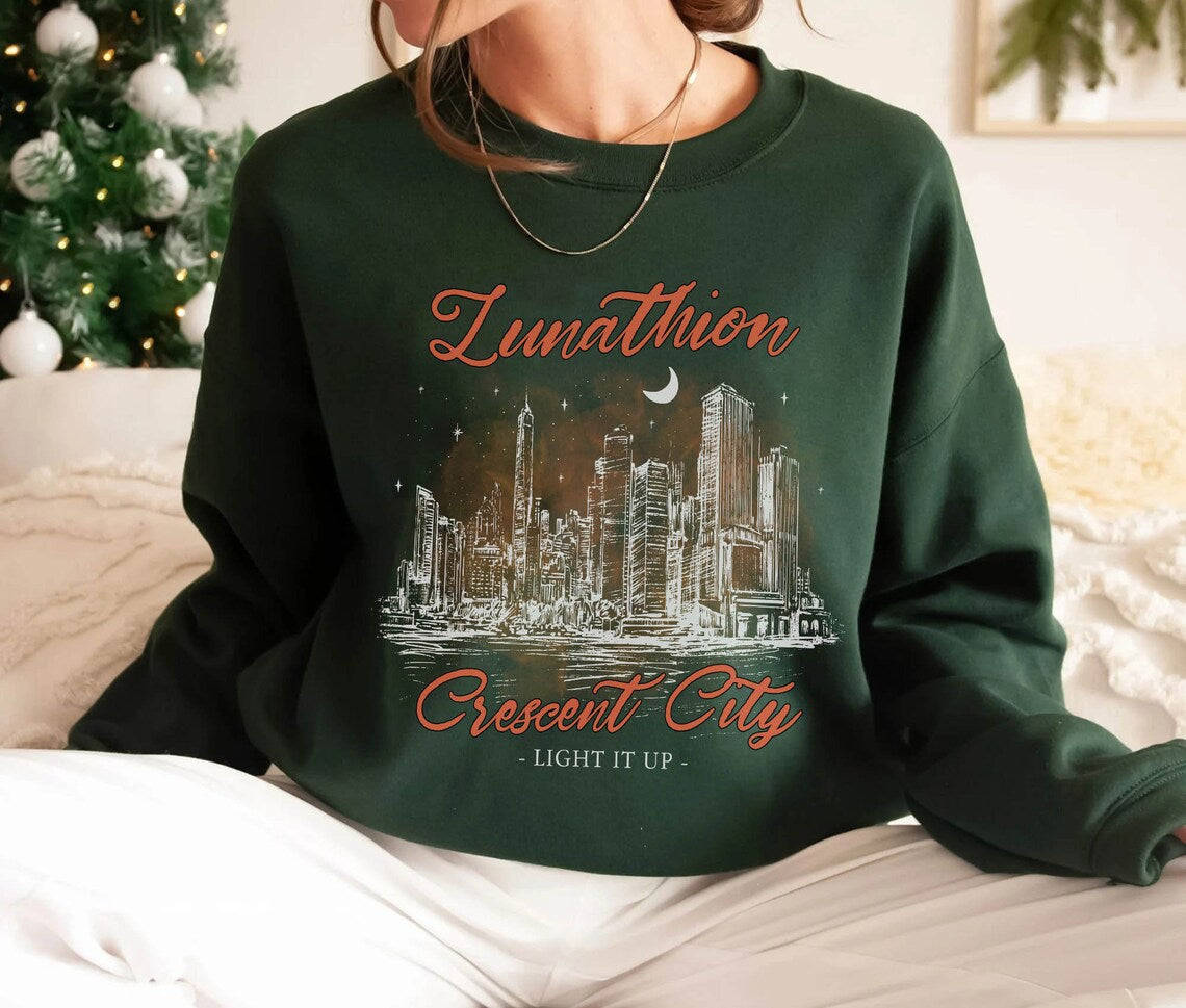 Lunathion Crescent City Sweatshirt, Bryce Tattoo, Bryce Quinlan Merch, Crescent City Sjm Merch, House of Earth and Blood