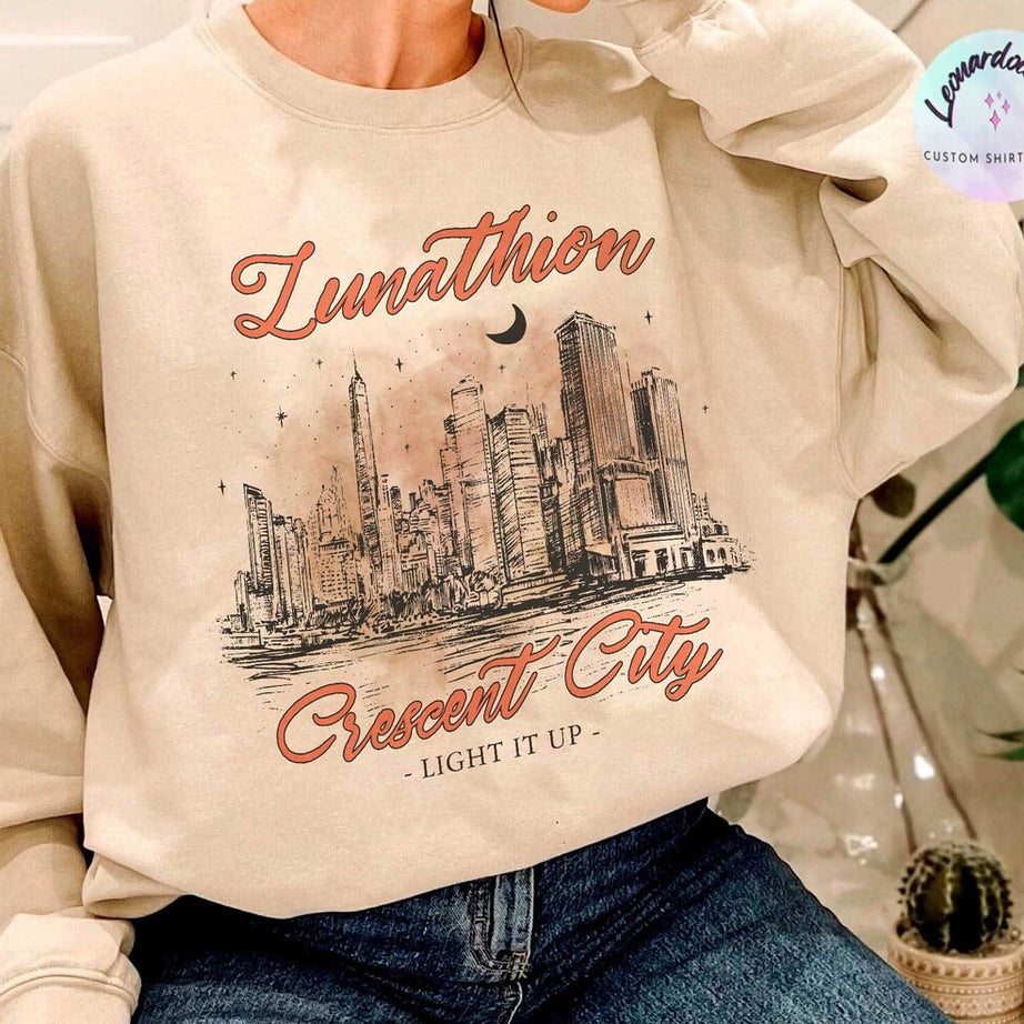 Lunathion Crescent City Sweatshirt, Bryce Tattoo, Bryce Quinlan Merch, Crescent City Sjm Merch, House of Earth and Blood