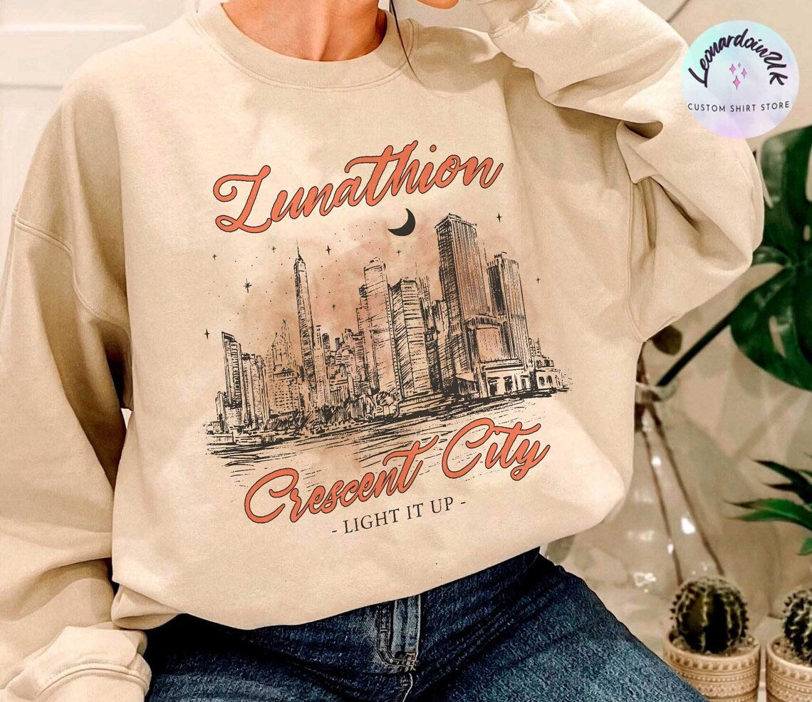 Lunathion Crescent City Sweatshirt, Bryce Tattoo, Bryce Quinlan Merch, Crescent City Sjm Merch, House of Earth and Blood