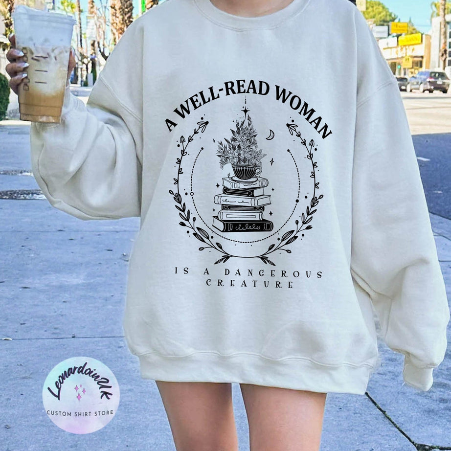 A Well Read Woman Bookish Sweatshirt, Book Sweater, Reading Sweatshirt, Literature Shirt, Librarian Shirt, Bookish Sweatshirt