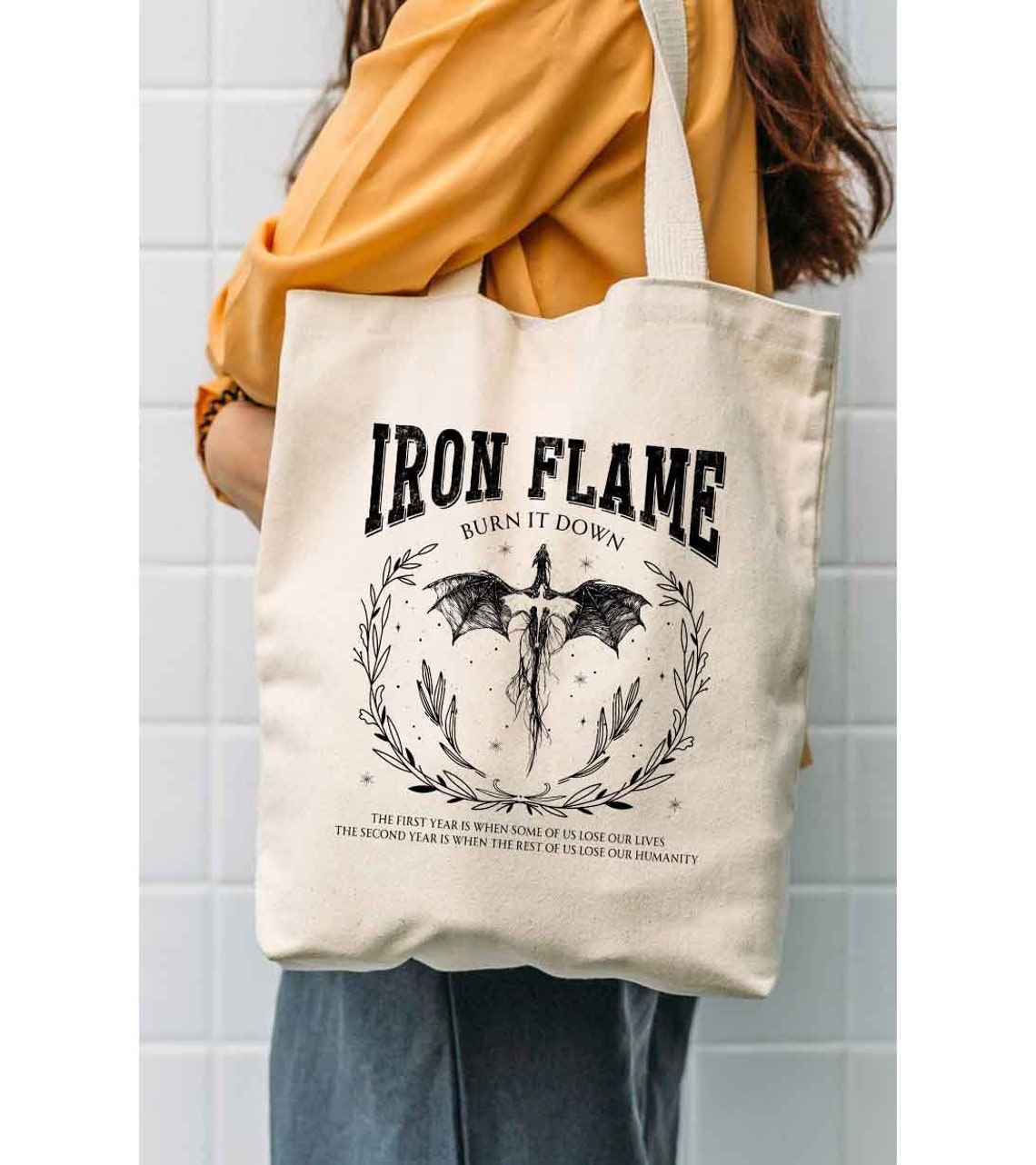 Iron Flame Tote Bag, Fourth Wing Tote Bag, Rebecca Yarros Bag, Dragon Rider Bag, Violt Sorrengail, Bookish Tote Bag, Basgiath War College