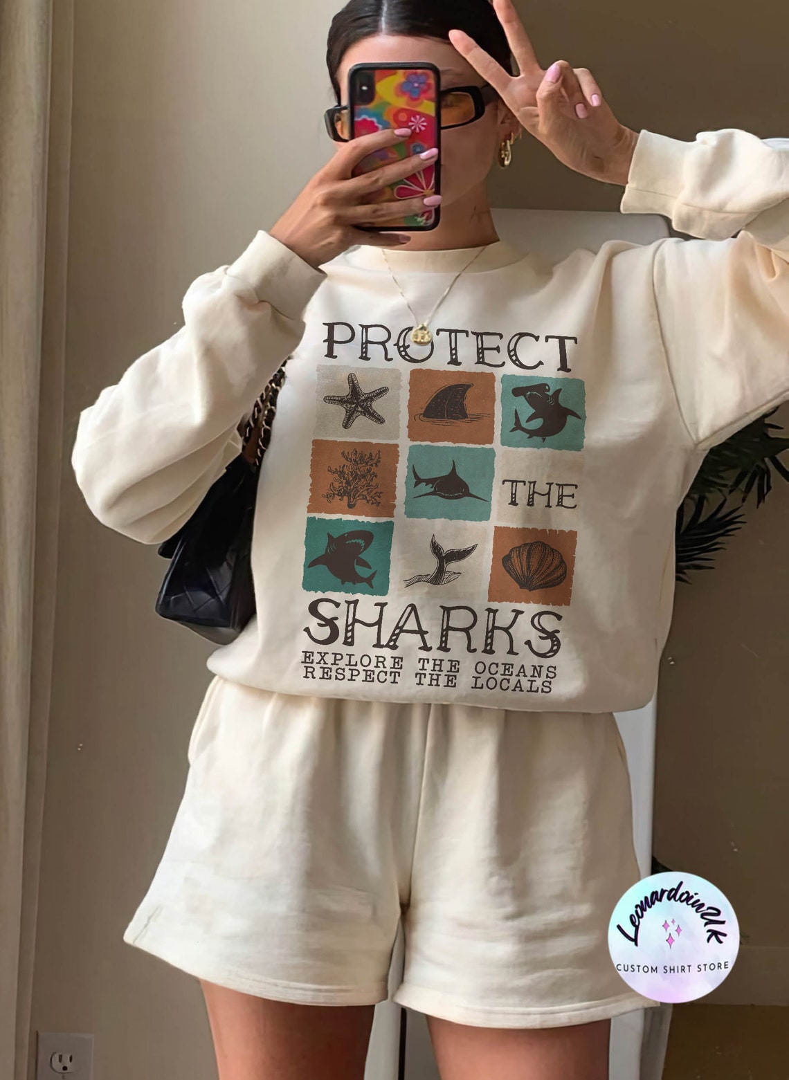 Protect the Sharks Sweatshirt, Shark Shirt, Save the Ocean , Respect the Locals , Ocean, Marine Biologist, Shark Lover Gift