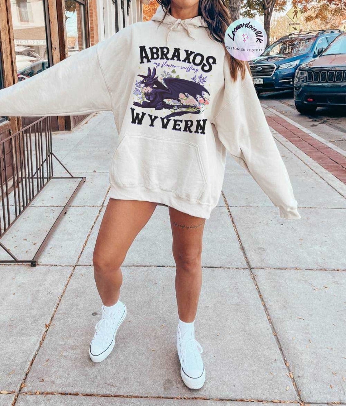 Abraxos Throne of Glass Hoodie, Flower Sniffing Wyvern, Sarah J Maas, Abraxos Shirt