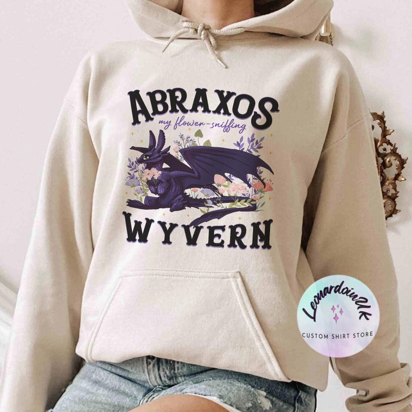 Abraxos Throne of Glass Hoodie, Flower Sniffing Wyvern, Sarah J Maas, Abraxos Shirt