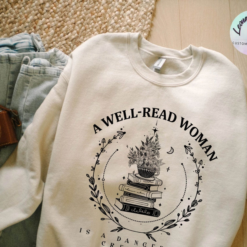 A Well Read Woman Bookish Sweatshirt, Book Sweater, Reading Sweatshirt, Literature Shirt, Librarian Shirt, Bookish Sweatshirt