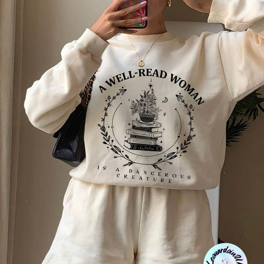 A Well Read Woman Bookish Sweatshirt, Book Sweater, Reading Sweatshirt, Literature Shirt, Librarian Shirt, Bookish Sweatshirt