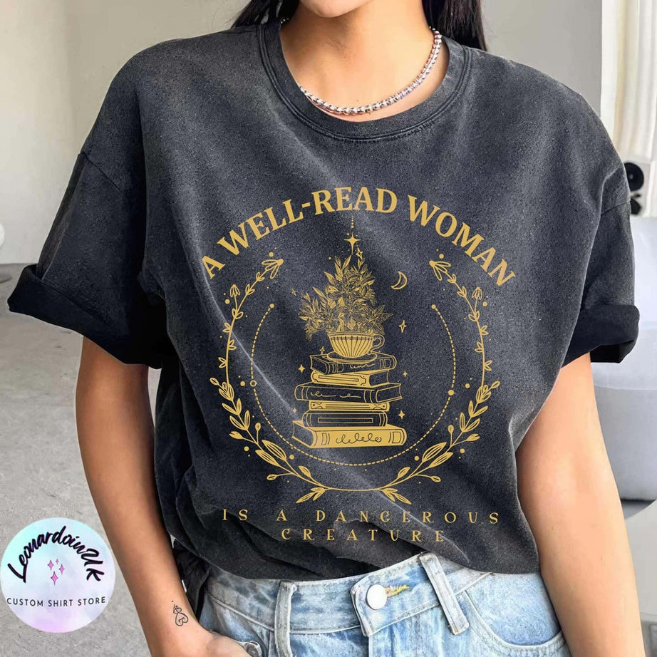 A Well Read Woman Bookish Shirt, Book Shirt, Reading Sweatshirt, Literature Shirt, Librarian Shirt Bookish Crewneck Celestial Sweater