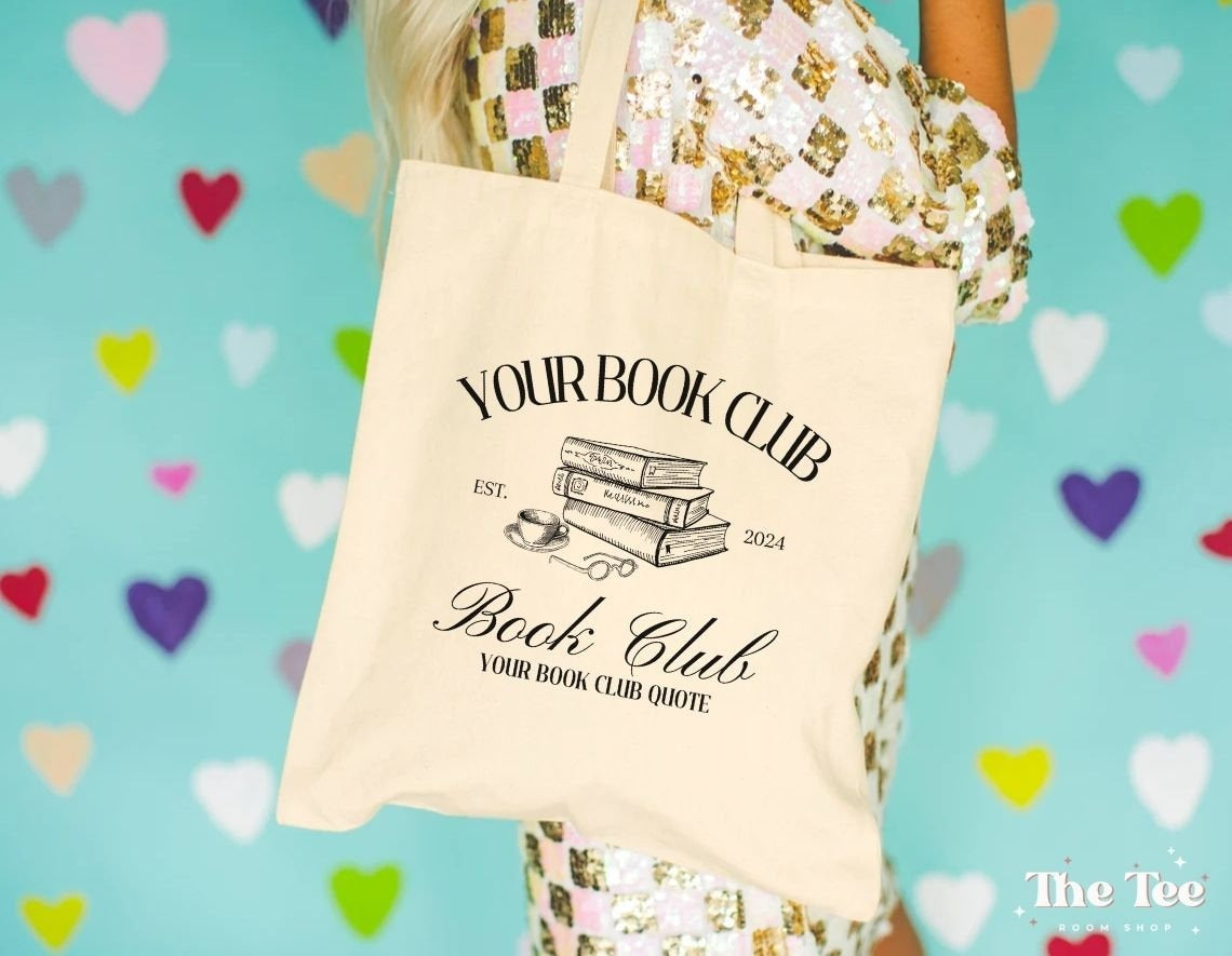 Custom Book Club Tote Bag, Custom Book Tote, Book Club Canvas Bag, Reading Club Bag, Custom Name Book Club, Bookish Tote, Librarian Tote