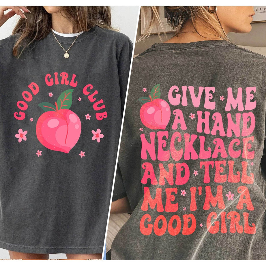 Give Me A Hand Necklace and Tell Me I'm A Good Girl Comfort Color Shirt, Bookish Gift, Book Lover Gift, Book, Spicy Romance, Bookish Shirt