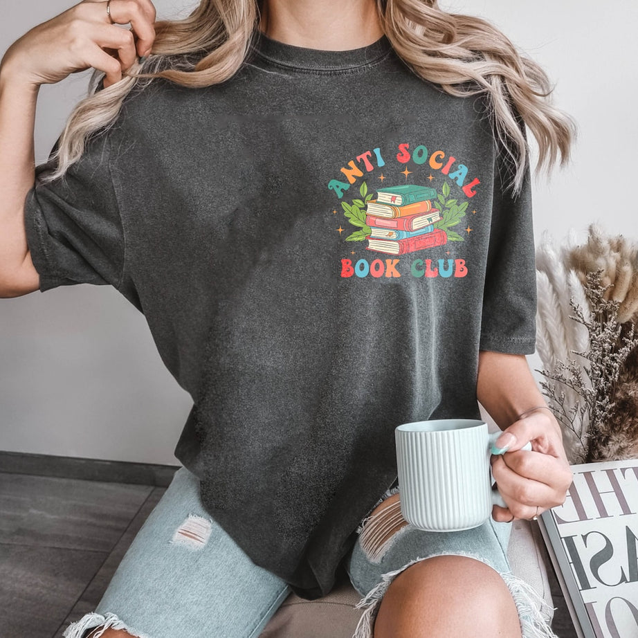 Anti Social Book Club Comfort Color Shirt, Booktrovert Shirt, Bookish Gift, Book Lover Gift, Book Shirt, Book Lover Shirt, Funny Reading Tee