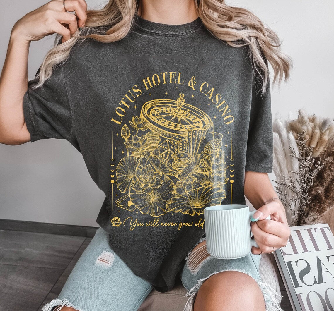 Lotus Hotel & Casino Comfort Color Shirt, Percy Jackson and the Olympians Shirt, Book Merch Clothes Gift for Her, Percy Jackson Quotes Shirt