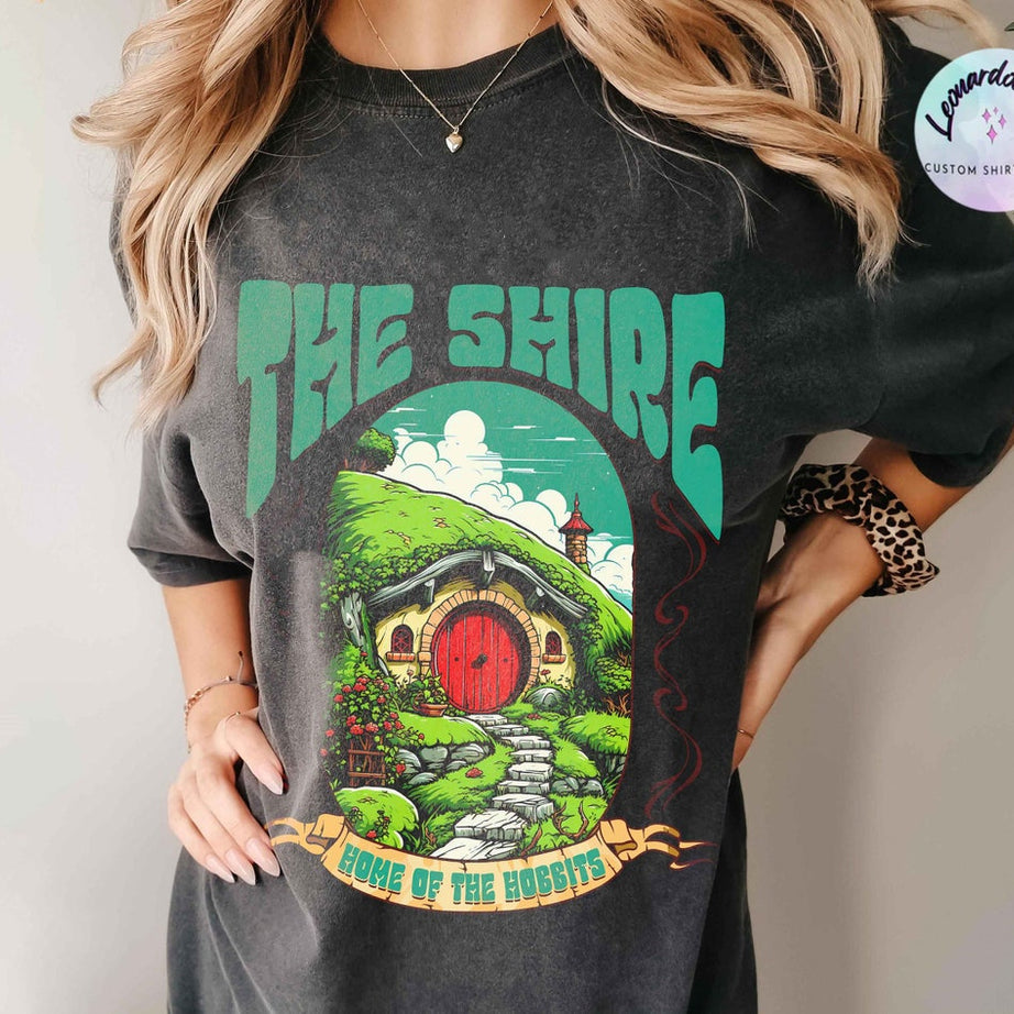 The Shire Shirt, Distressed Fantasy Merch, Tolkien Aragorn Frodo Baggins Elven Elrond the Fellowship Bookish Shirt, Hobbit Shirt